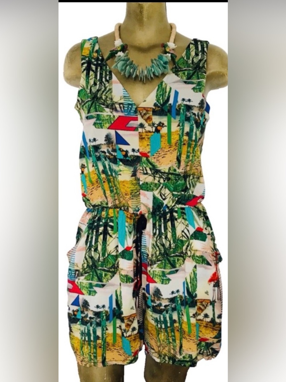 NICOLE MILLER Tropical Resort FLAMINGO ROMPER Shorts Playsuit M